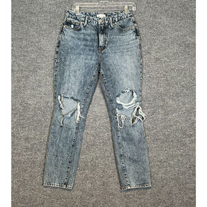 Good American Jeans‎ Womens 4/27 Blue Denim Distressed Straight Leg Casual